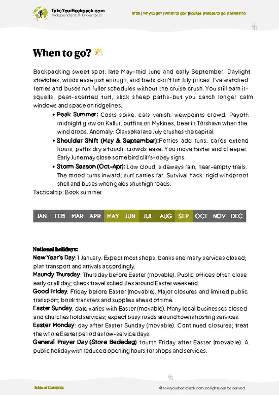 example page 3 from our offline Travel Guide for Faroe Islands